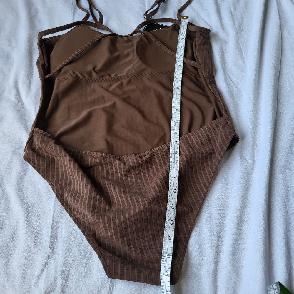 Zaful One Piece Swimsuit Size XL (10) Mocha Brown - Picture 7 of 8